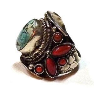 Vintage Sterling Turquoise Chunky Statement Ring